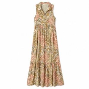 Boho Floral Maxi Dress Small Sleeveless Tiered Cottagecore Beach Flowy